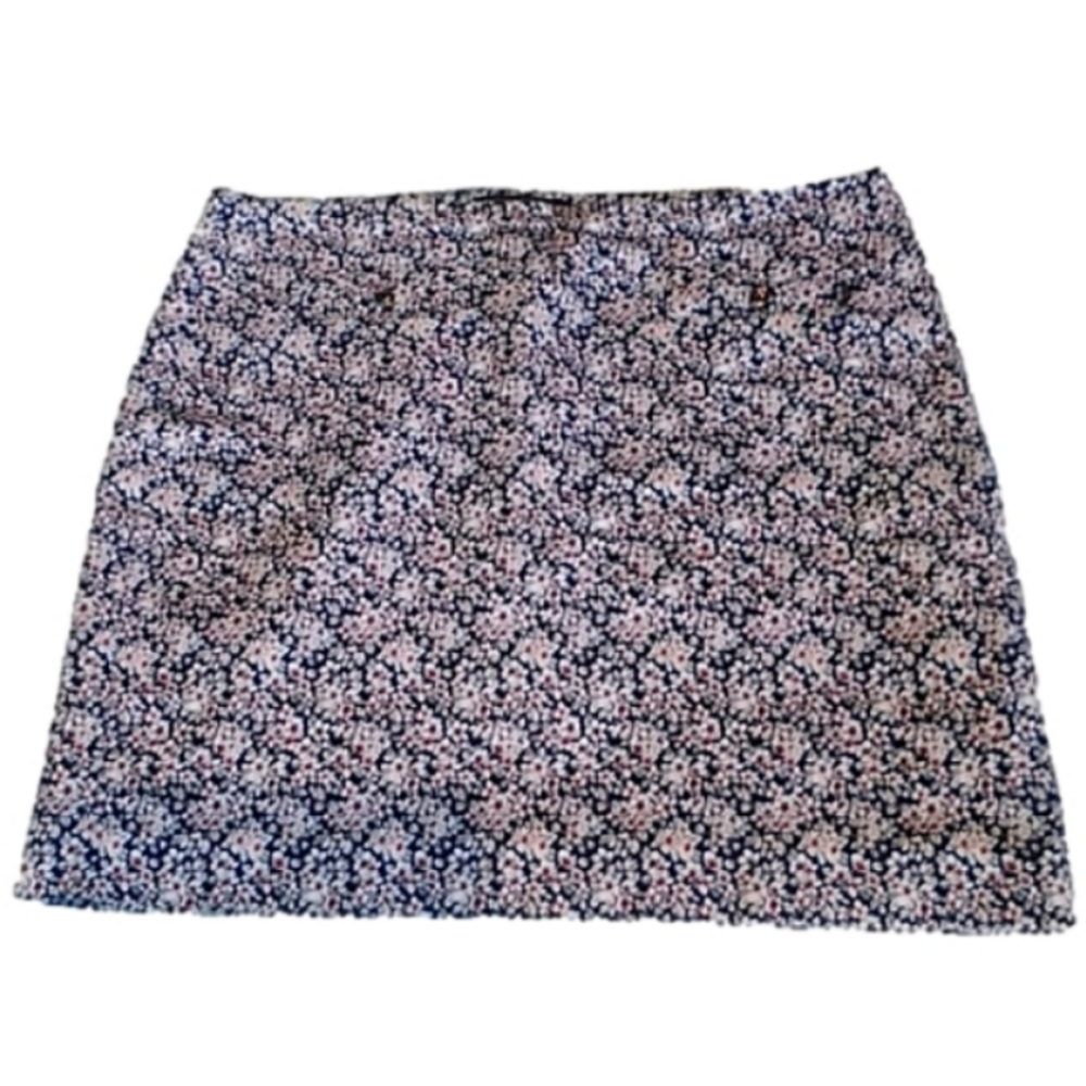 2/25 Banana Republic Pencil Skirt Navy White and Red Floral pattern EUC Sz 10
